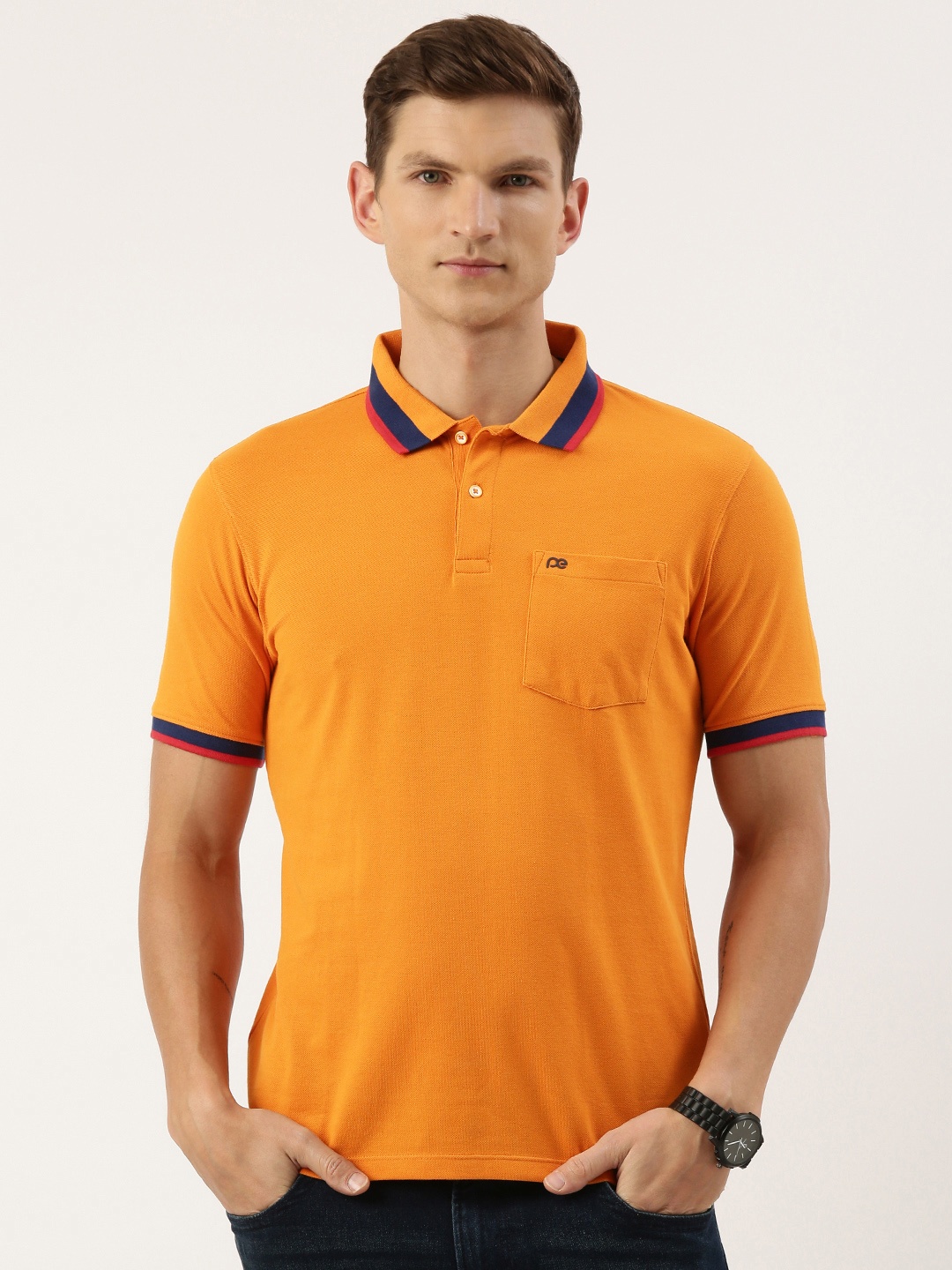 

Peter England Men Solid Polo Collar T-shirt, Brown
