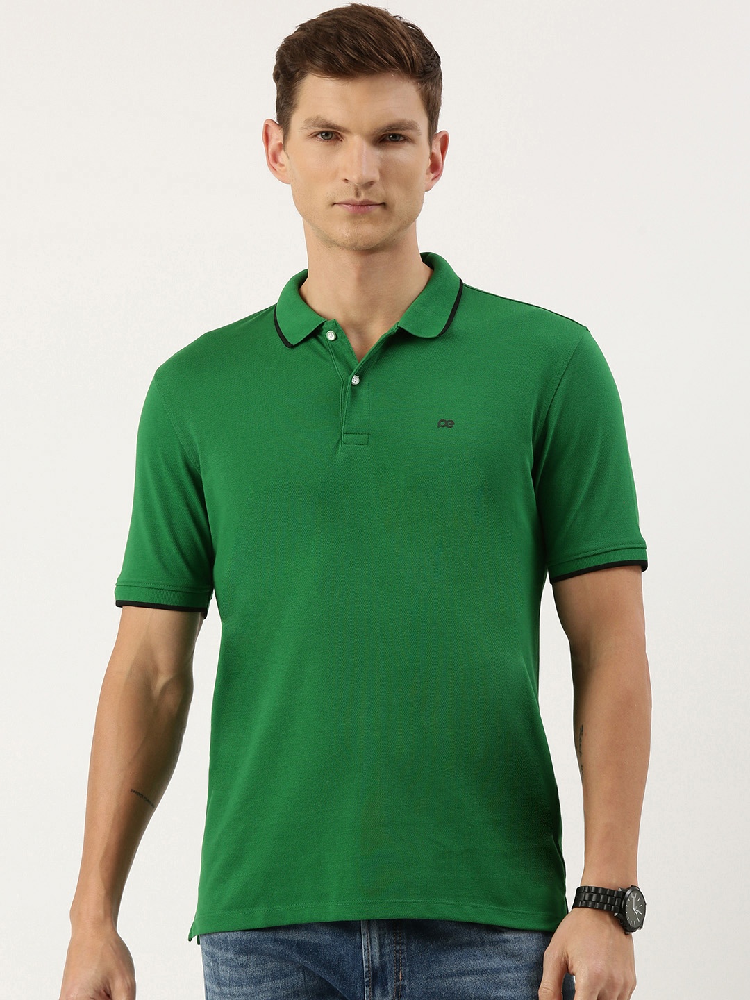 

Peter England Men Polo Collar Slim Fit T-shirt, Green
