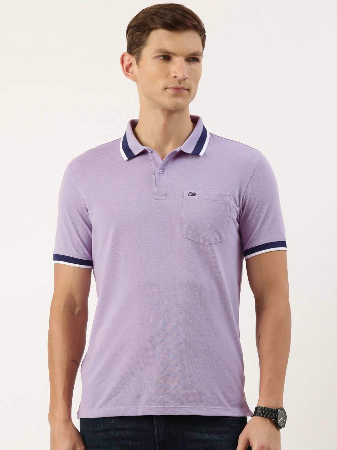 

Peter England Men Polo Collar T-shirt, Lavender