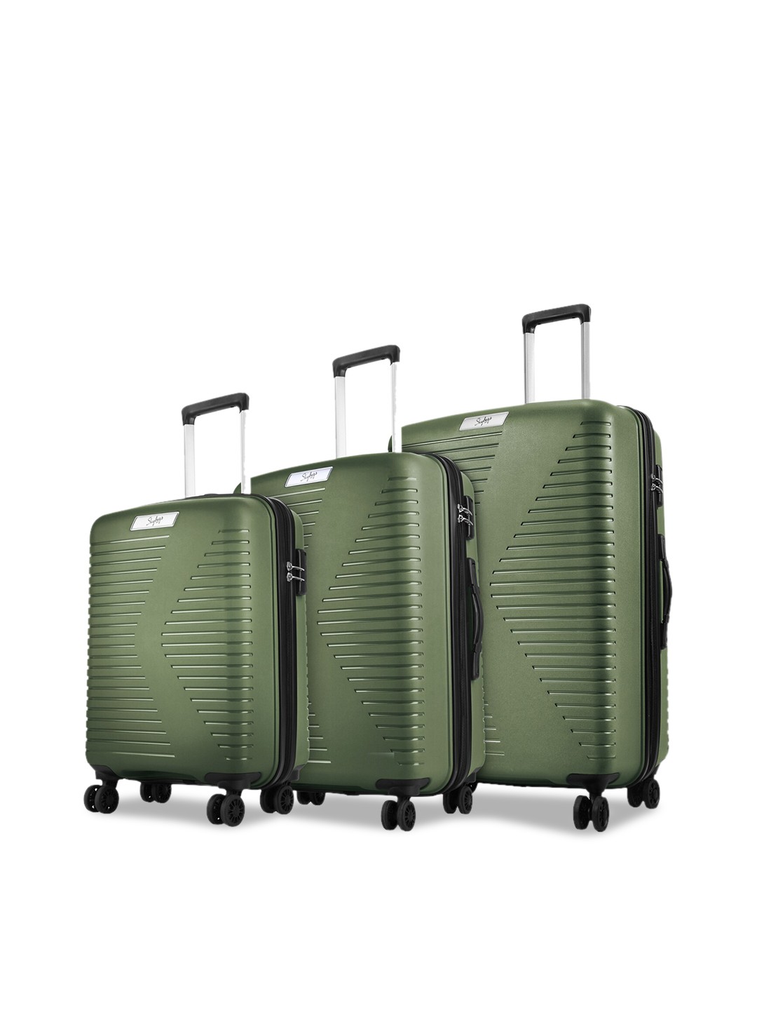 

Skybags Set Of 3 BEAT-PRO Solid Hard Trolley Suitcases, Green