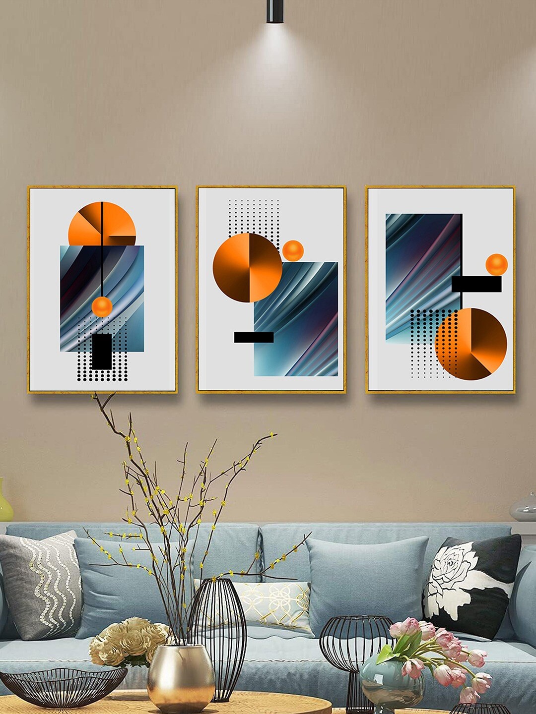 

Art Street White & Blue 3 Pieces Modern Painting Canvas Wall Arts