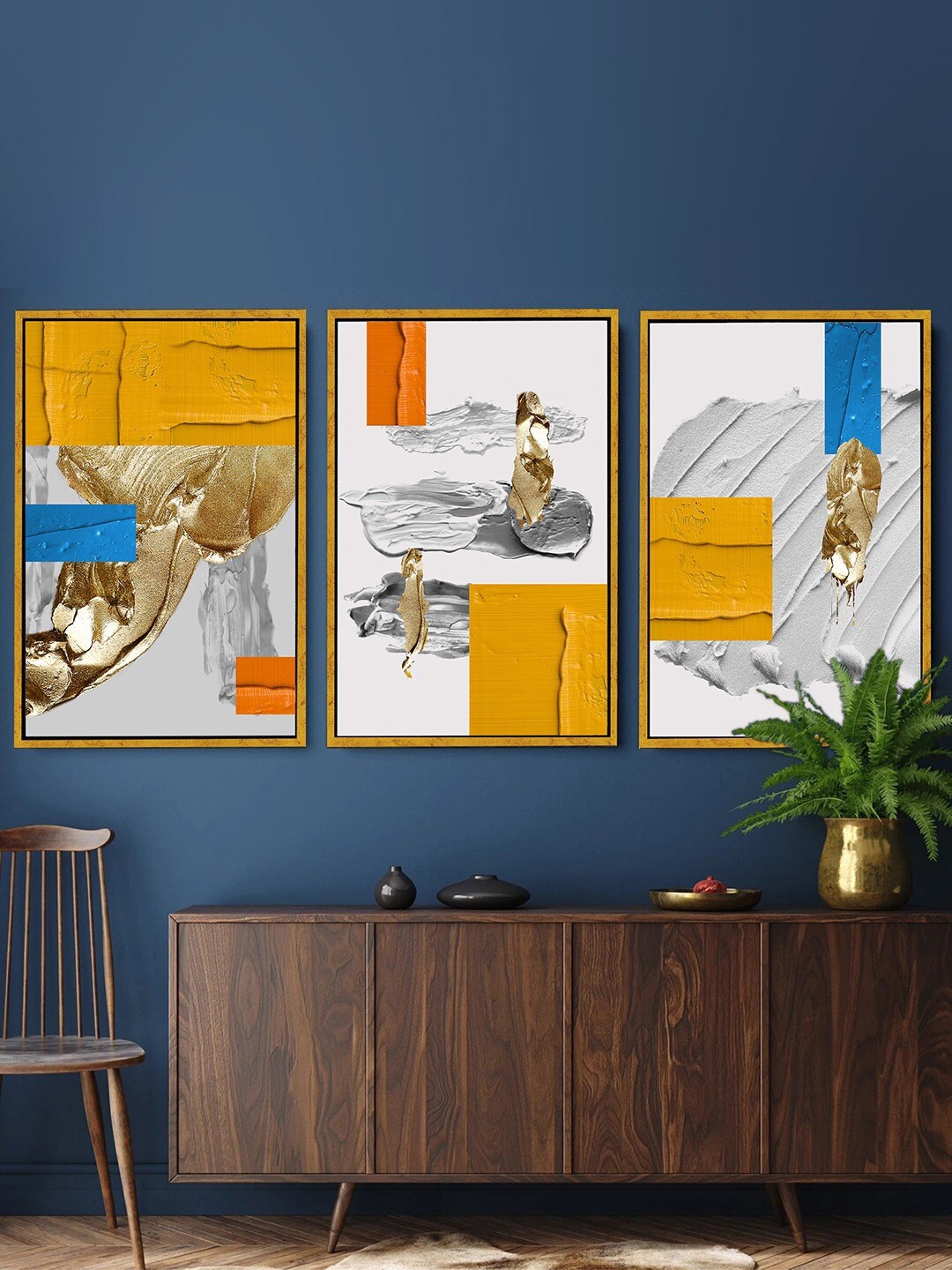 

Art Street White & Yellow 3 Pieces Abstract Painting Canvas Wall Arts