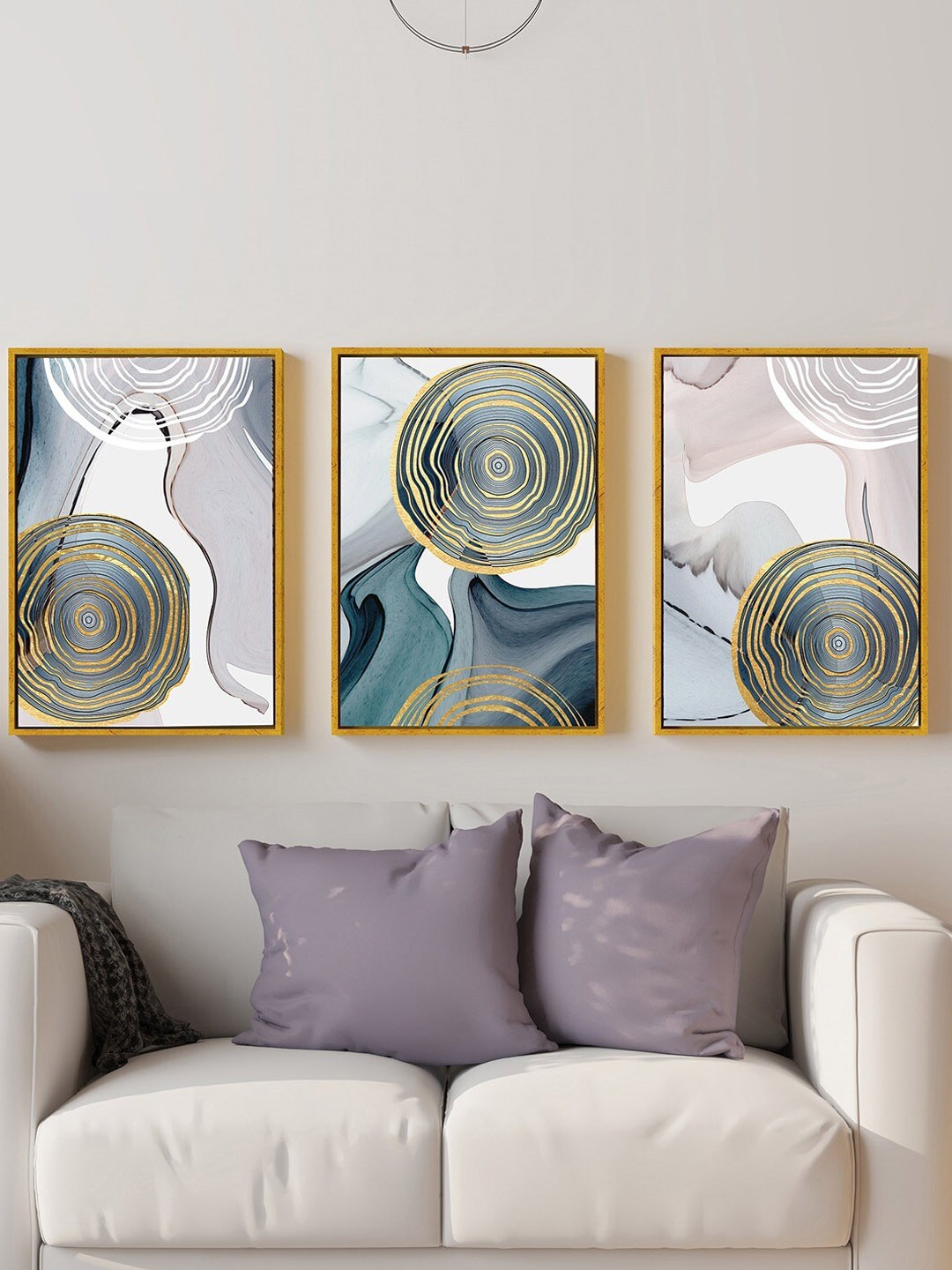 

Art Street White & Blue 3 Pieces Modern Painting Canvas Wall Arts