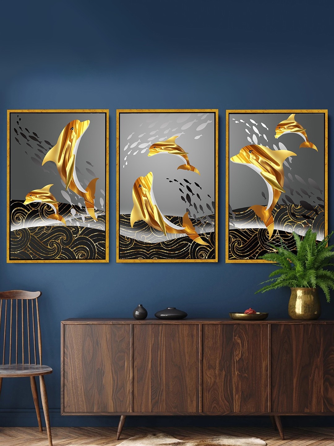 

Art Street Black & Yellow 3 Pieces Painting Canvas Wall Art, Grey