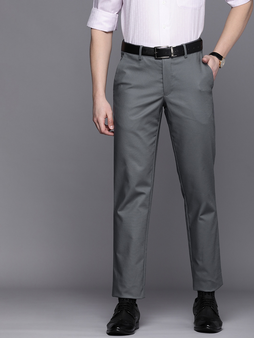 

Louis Philippe Men Slim Fit Trousers, Grey