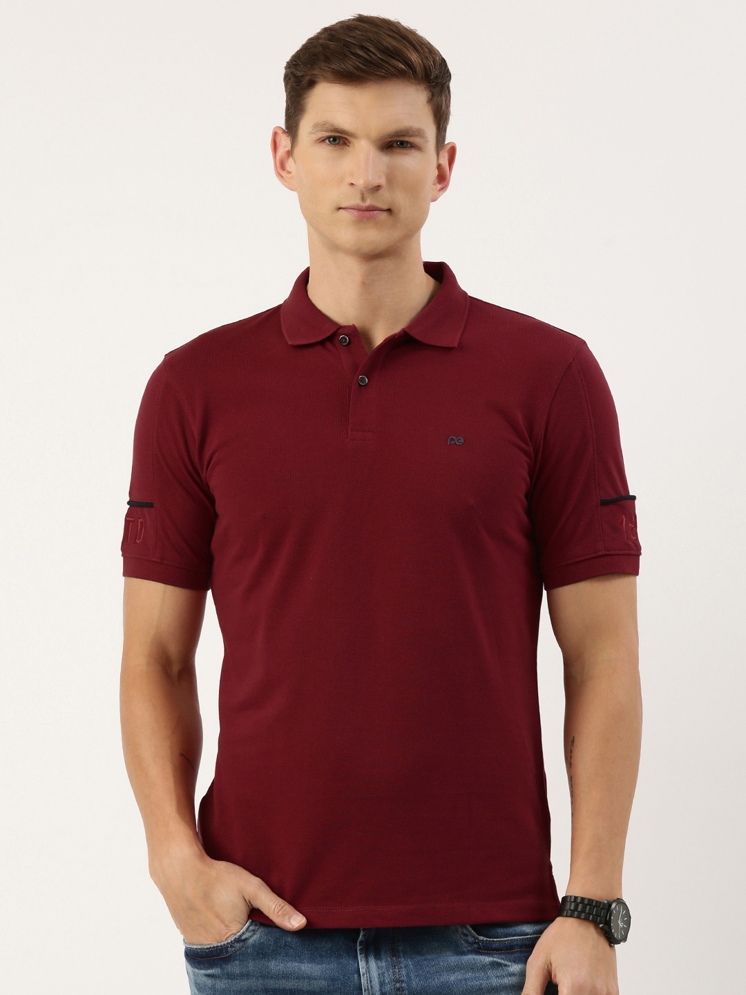 

Peter England Men Polo Collar T-shirt, Maroon