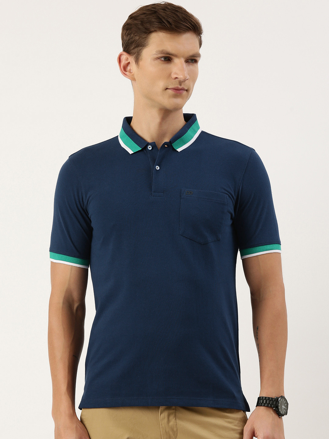

Peter England Men Polo Collar T-shirt, Navy blue
