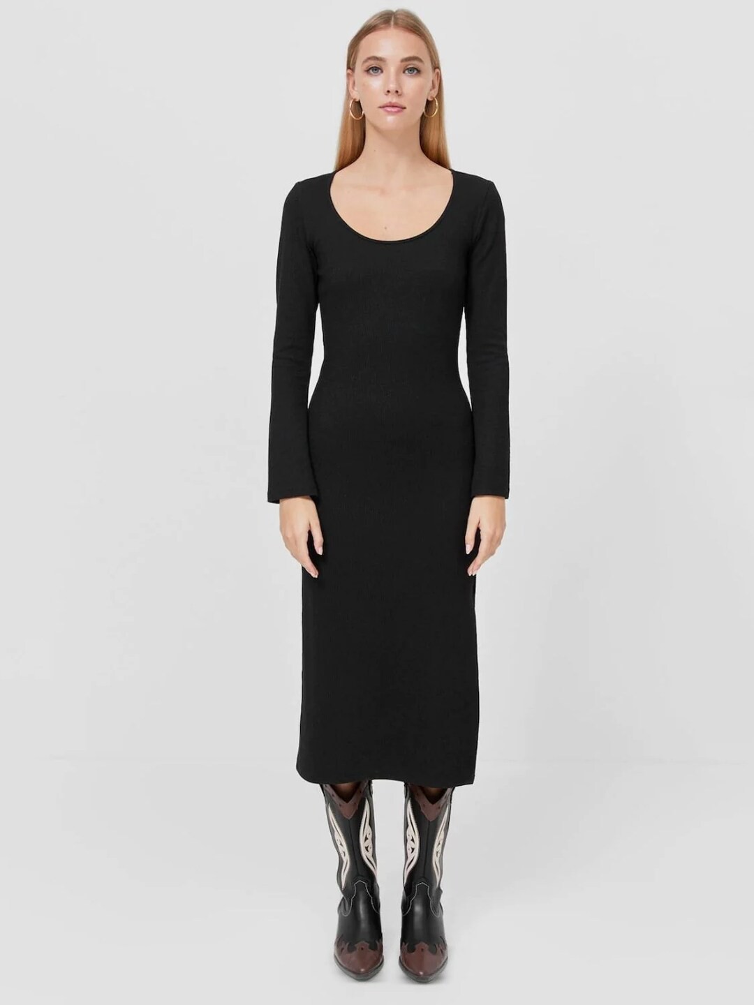 

Styched Black Sheath Midi Dress