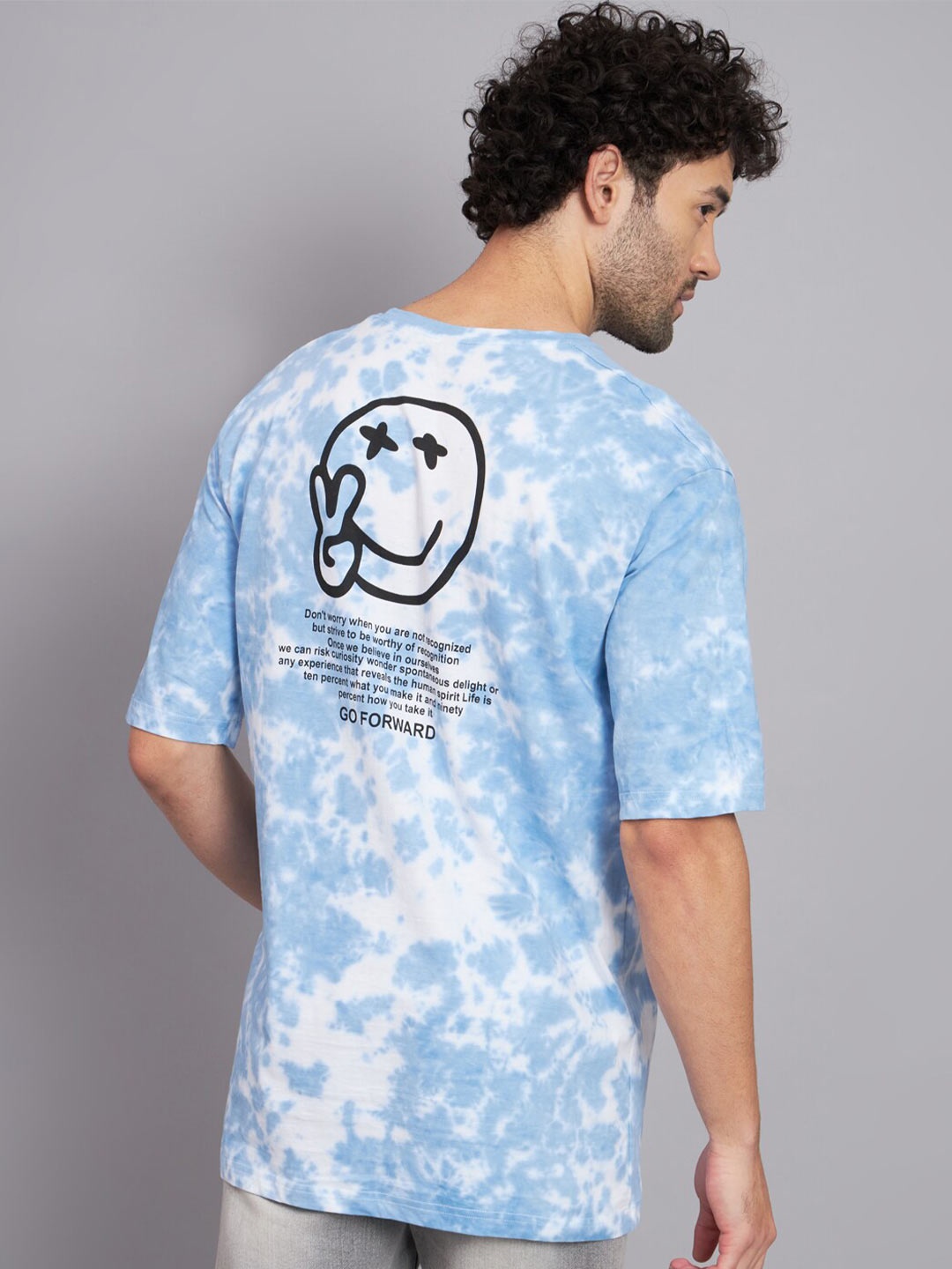 

PEPPYZONE Tie & Dye Oversized Cotton T-Shirt, Blue