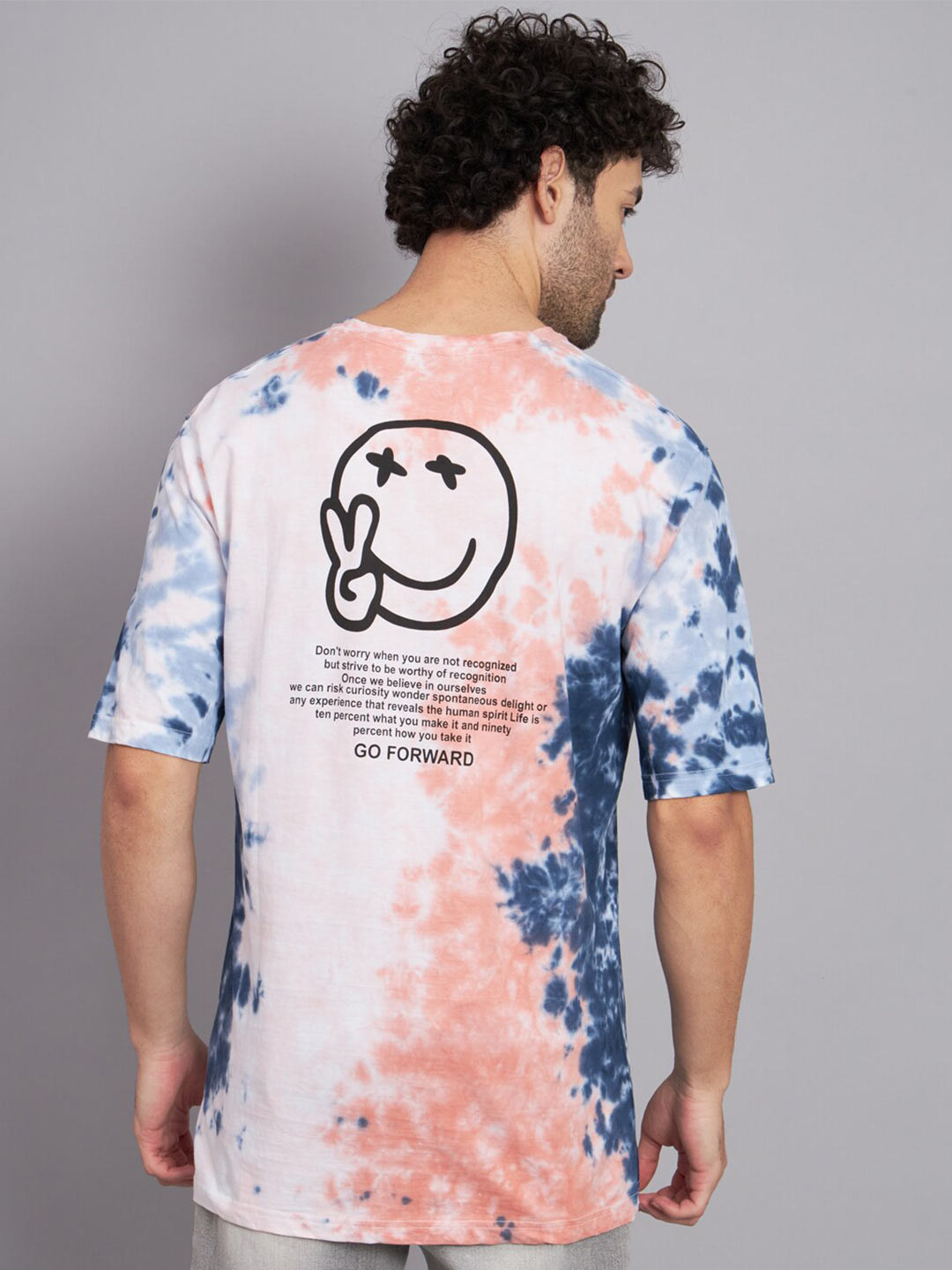 

PEPPYZONE Tie & Dye Cotton Oversized T- Shirt, Blue