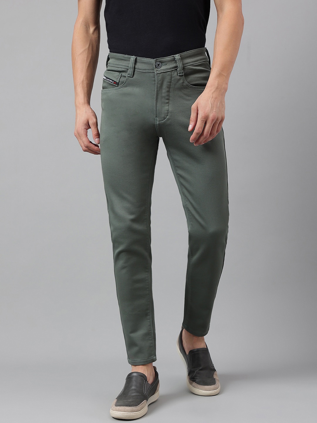 

Code 61 Men Clean Look Skinny Fit Low-Rise Stretchable Jeans, Olive