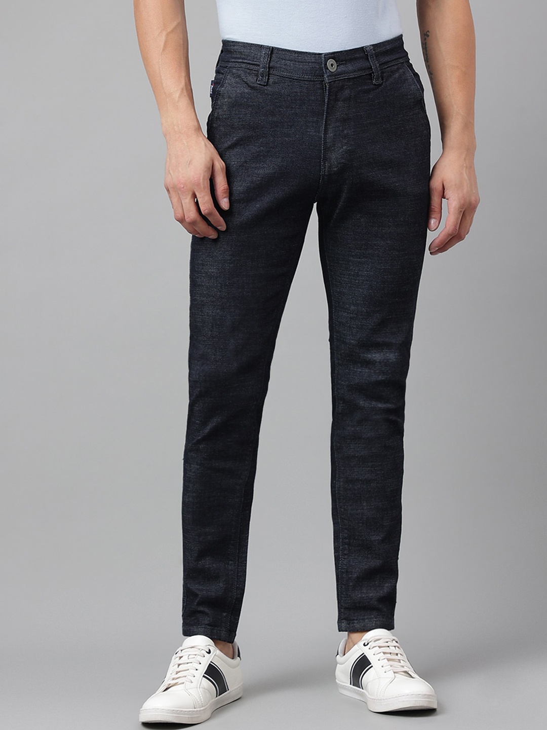 

Code 61 Men Clean Look Skinny Fit Low-Rise Stretchable Jeans, Navy blue