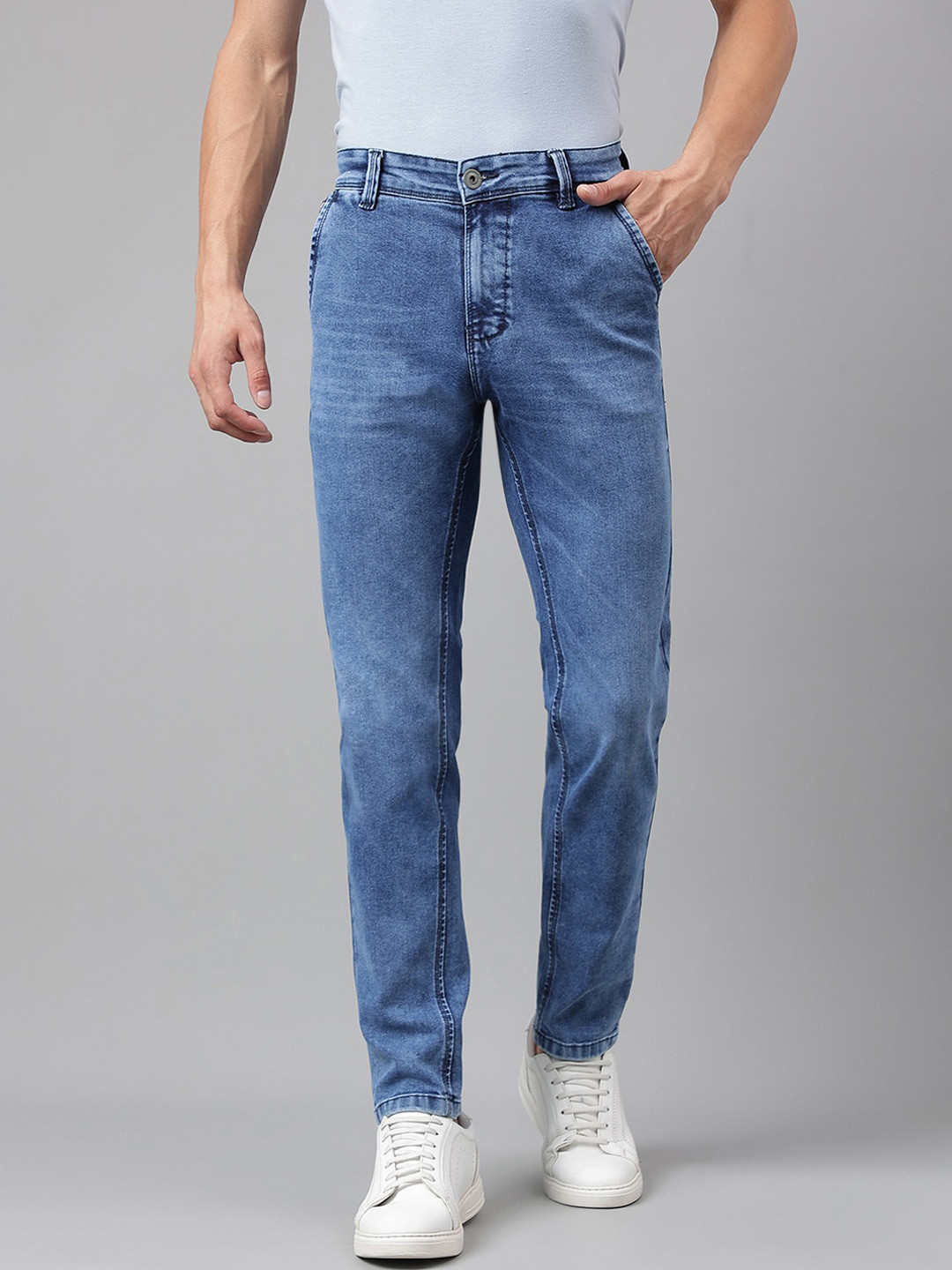 

Code 61 Men Clean Look Skinny Fit Low-Rise Heavy Fade Stretchable Jeans, Blue