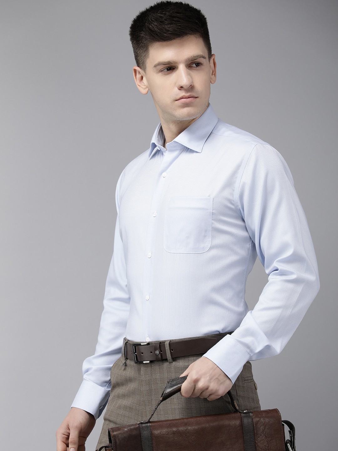 

Van Heusen Self Design Pure Cotton Formal Shirt, Blue