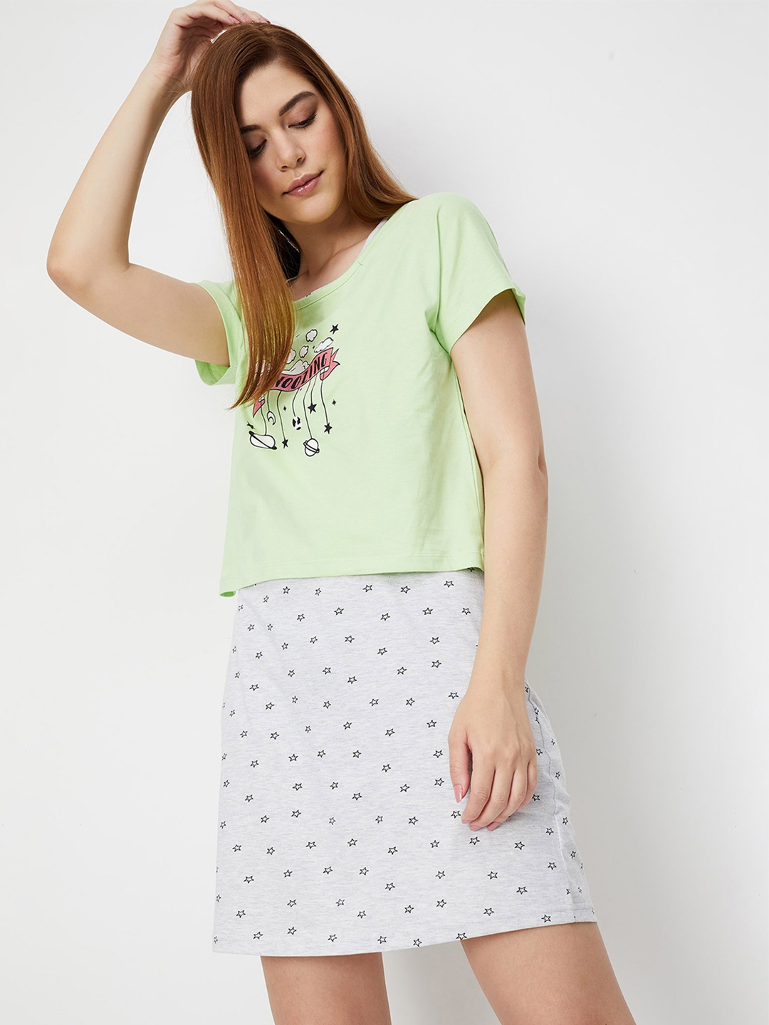 

max Graphic Printed Drop-Shoulder Sleeves Pure Cotton T-shirt, Yellow