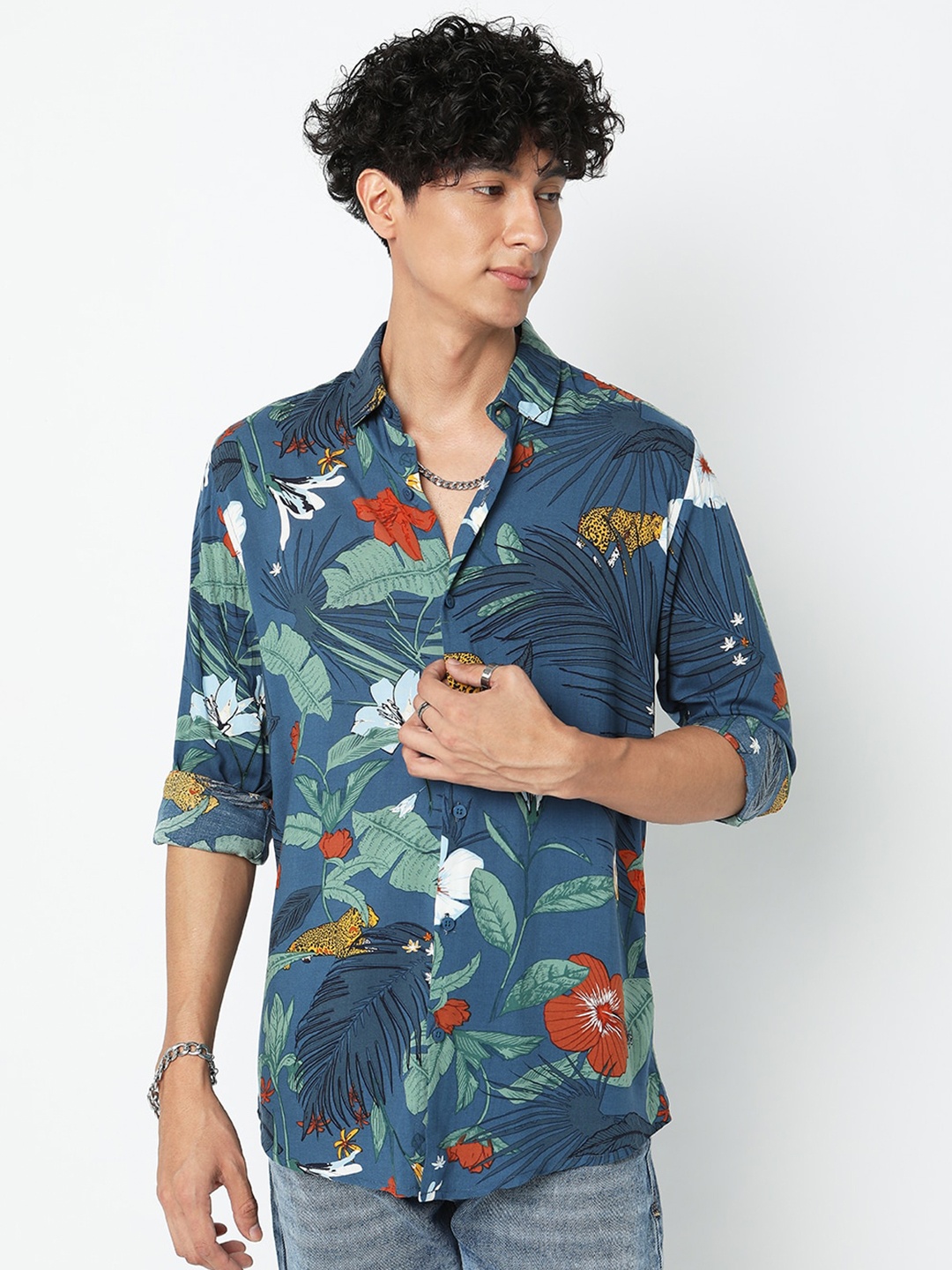 

7Shores Classic Floral Printed Casual Shirt, Blue