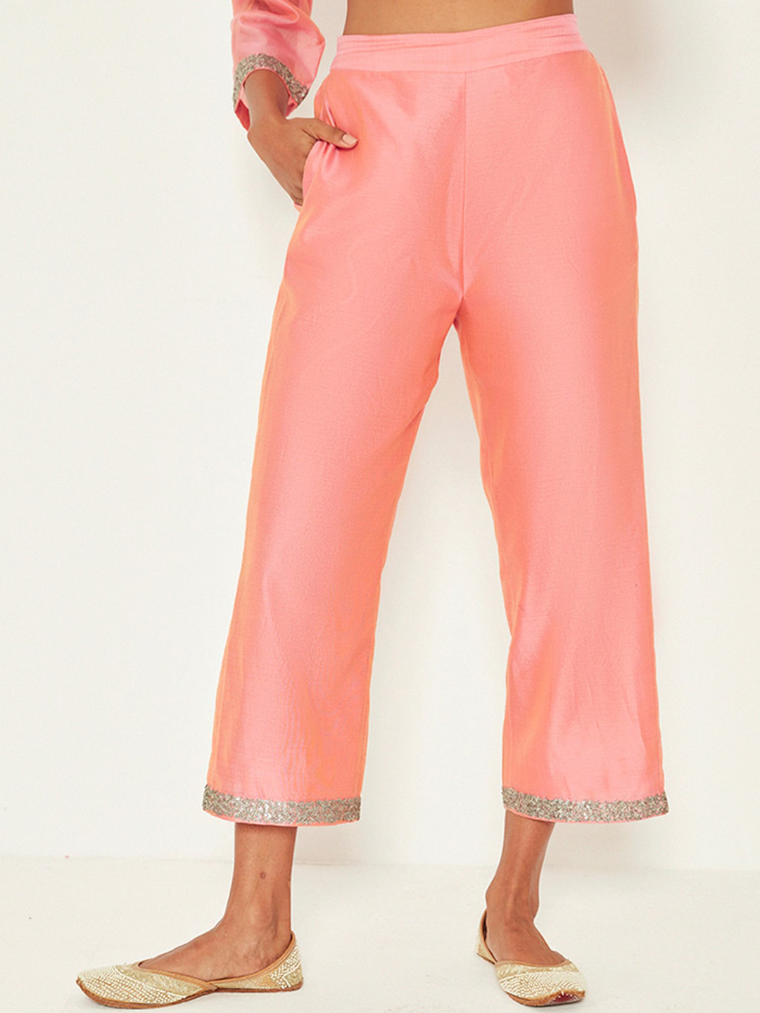 

Ancestry Women Peach-Coloured Straight Fit Culottes Trousers