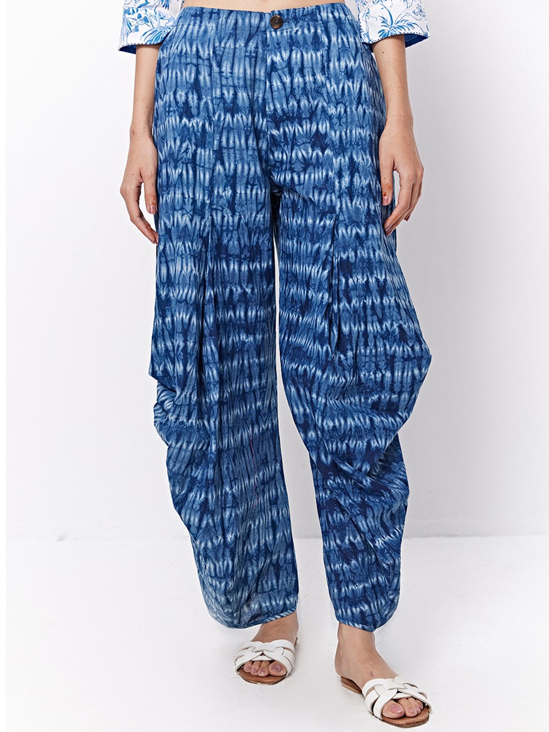 

Ancestry Women Blue Printed Jodhpuris Trousers