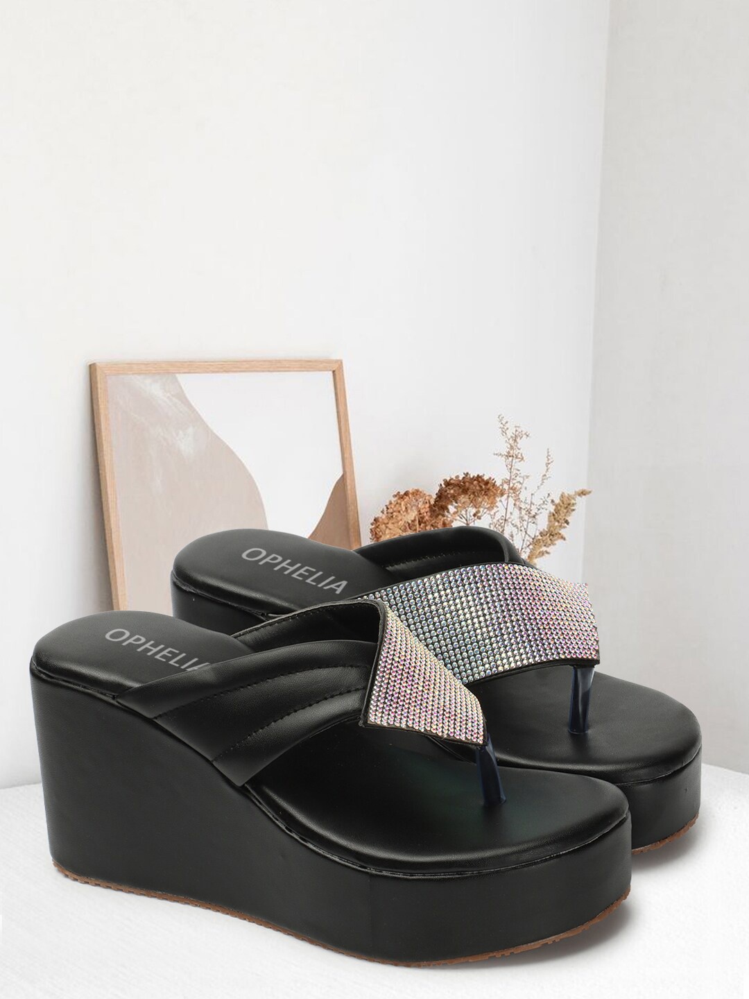 

OPHELIA Embellished Wedge Heels, Black