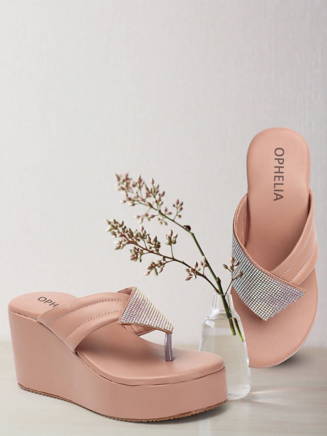 

OPHELIA Embellished Wedge Heels, Pink