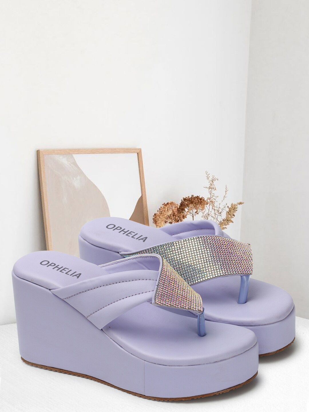 

OPHELIA Embellished Wedge Heels, Lavender