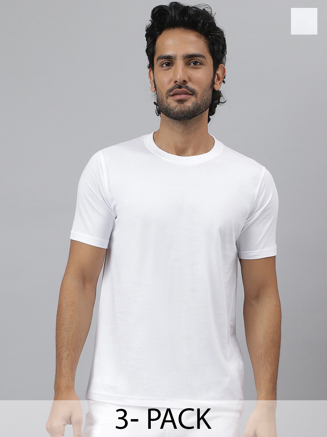 

KINGDOM OF WHITE Pack of 3 Men Round Neck Pure Cotton T Shirts