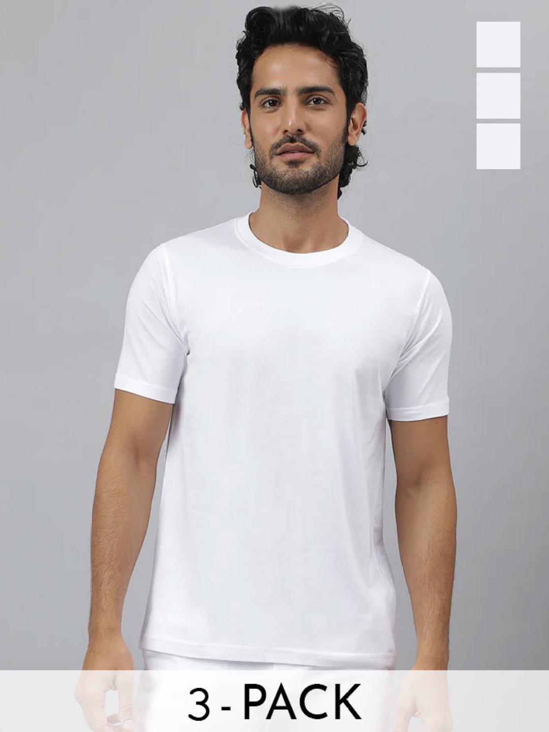 

KINGDOM OF WHITE Pack of 3 Men Round Neck Pure Cotton T Shirts