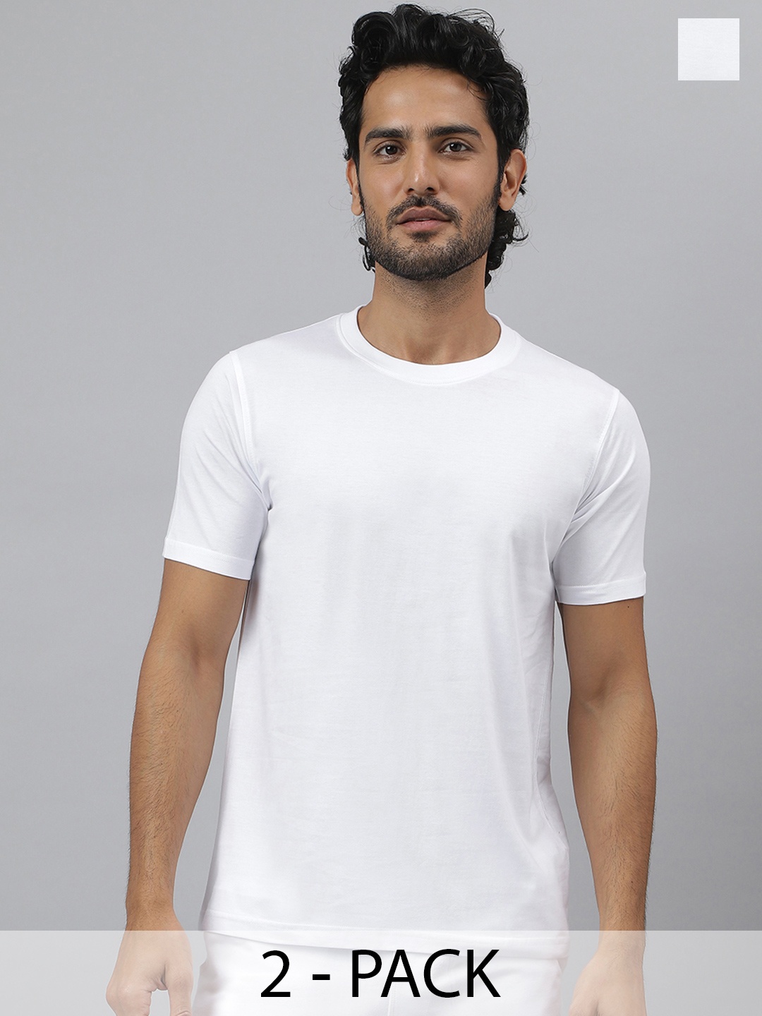 

KINGDOM OF WHITE Pack of 2 Men Round Neck Pure Cotton T Shirts