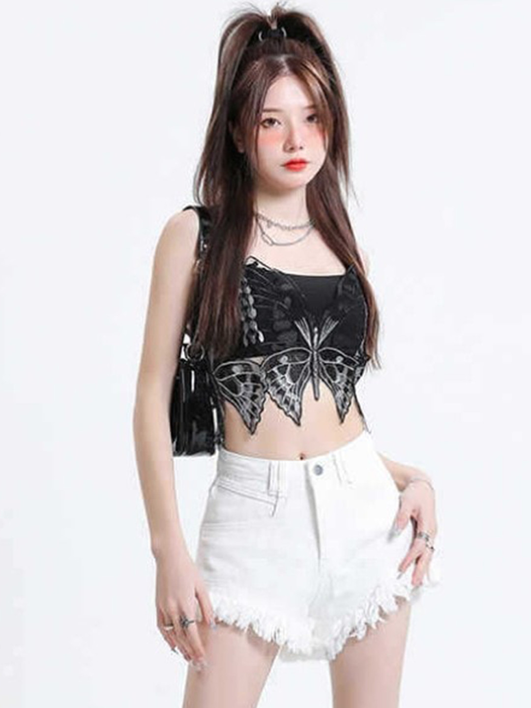 

StyleCast Women White Slim Fit Frayed Denim Hot Pants
