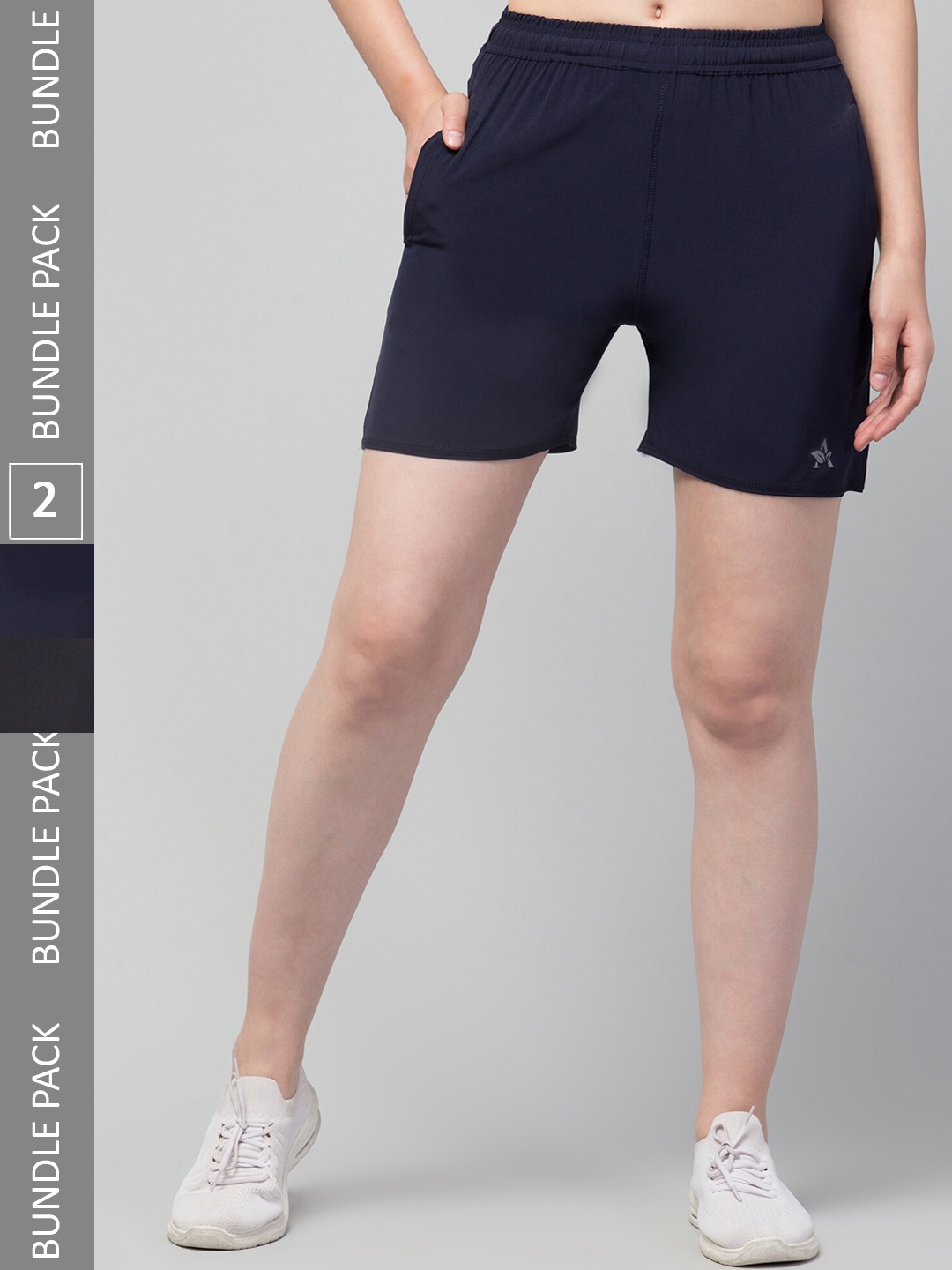 

Apraa & Parma Women Pack Of 2 E-Dry Technology Yoga Sports Shorts, Navy blue