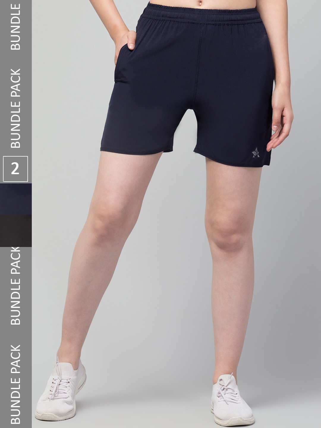 Apraa & Parma Women Pack Of 2 E-Dry Technology Yoga Sports Shorts, Black