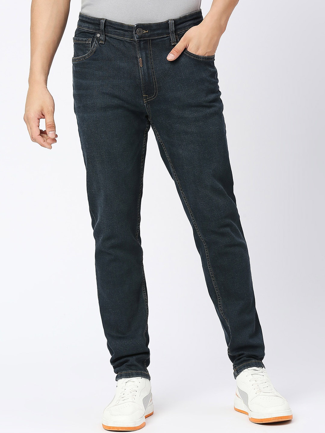 

LOVEGEN Men Skinny Fit Mid-Rise Clean Look Jeans, Blue