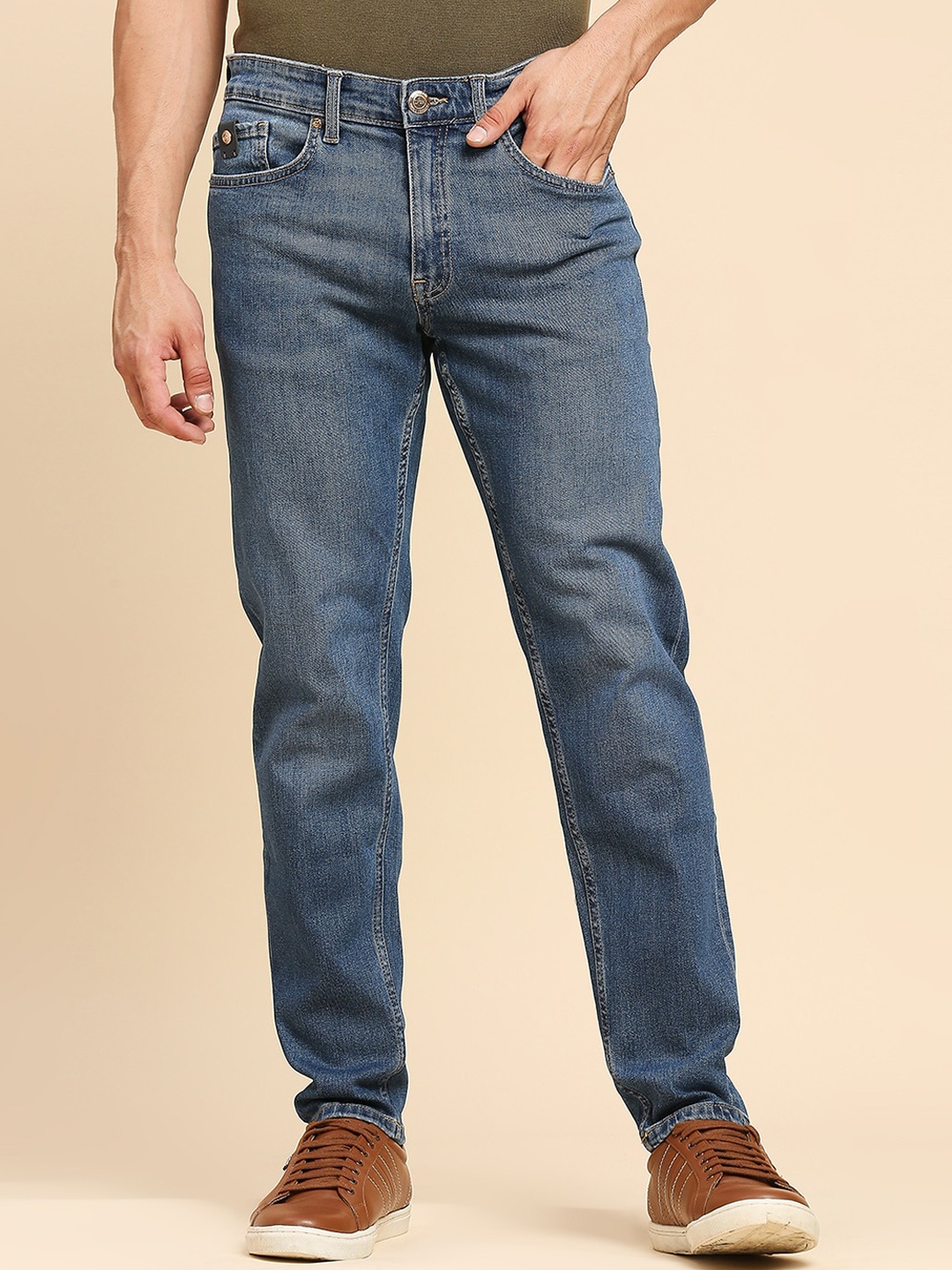 

LOVEGEN Men Slim Fit Light Fade Clean Look Non Stretchable Cotton Jeans, Blue