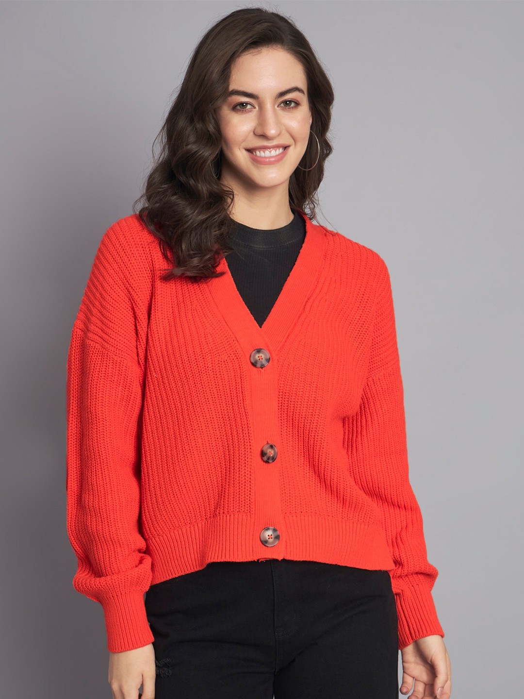 

NoBarr Cotton Ribbed Cardigan, Orange