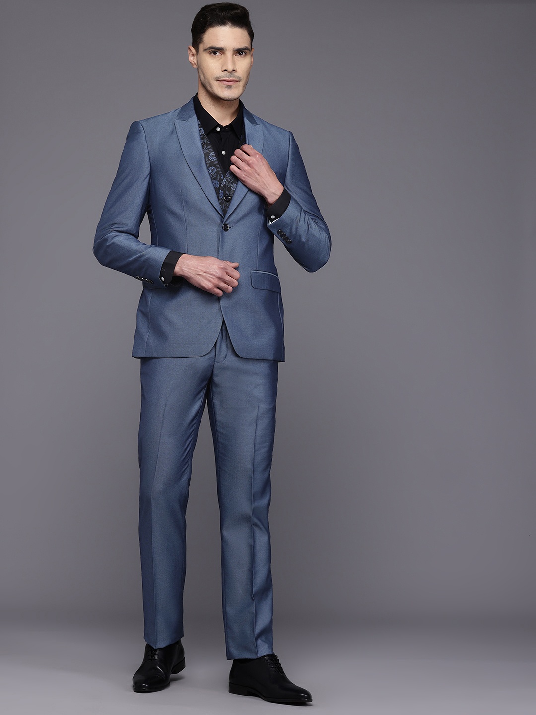 

Raymond Party Blazer & Trouser With Woven Design Waistcoat, Blue