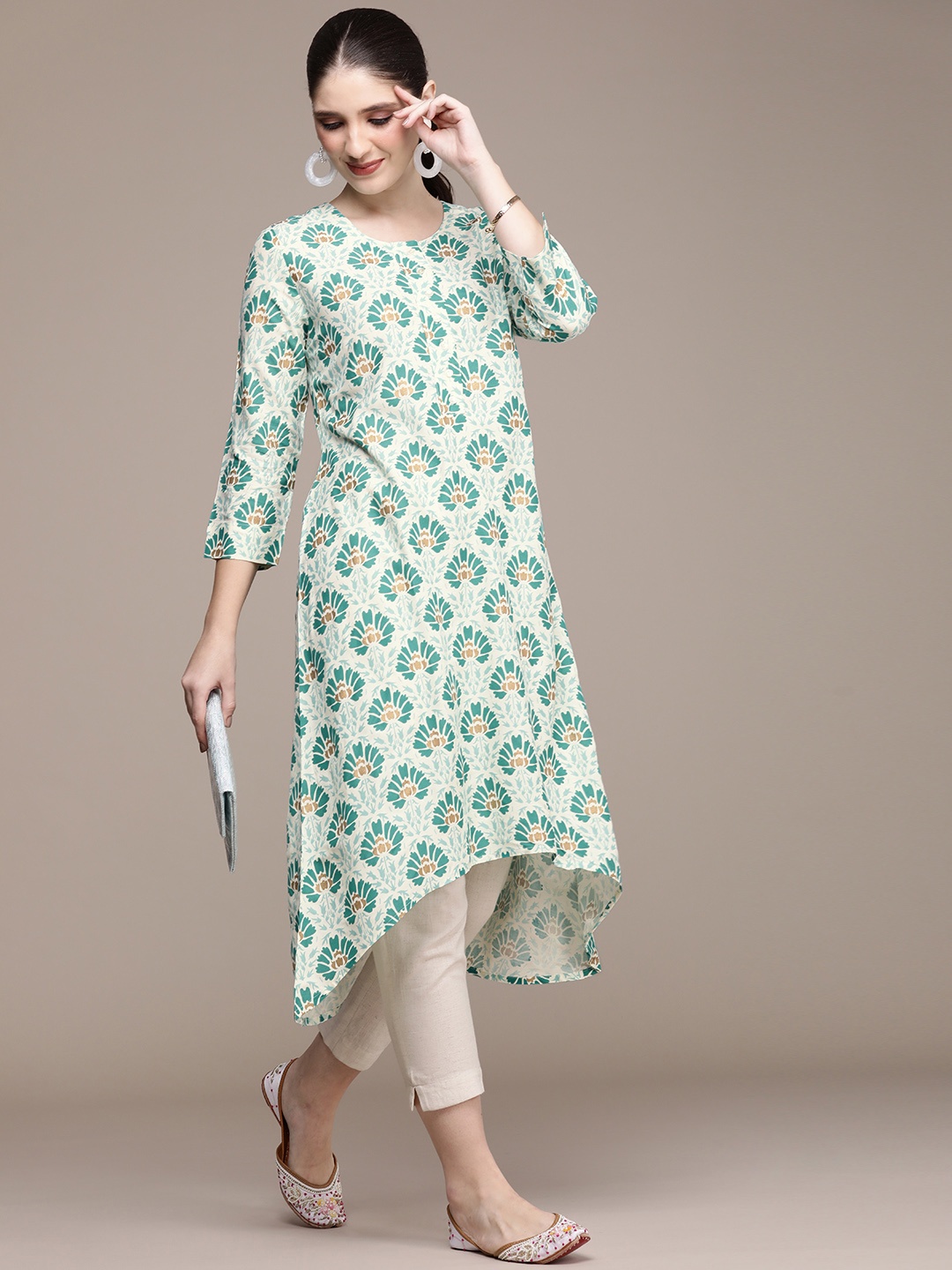 

Anouk Women Ethnic Motifs Printed Kurta, Green