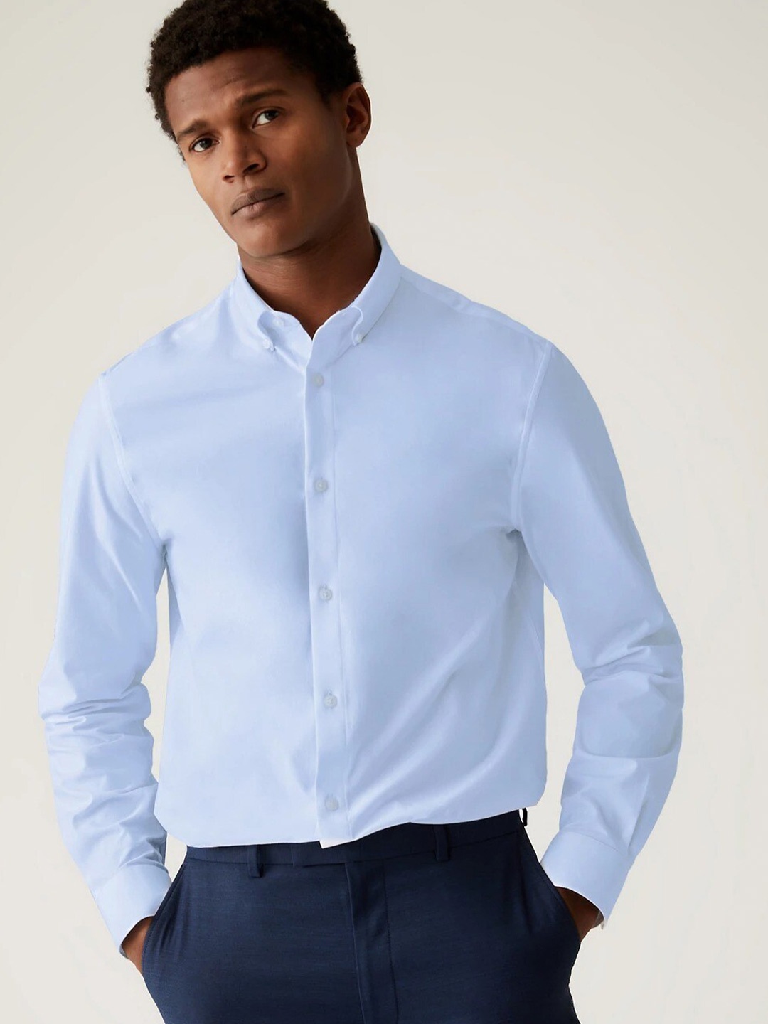 

Marks & Spencer Slim Fit Button-Down Collar Casual Shirt, Blue