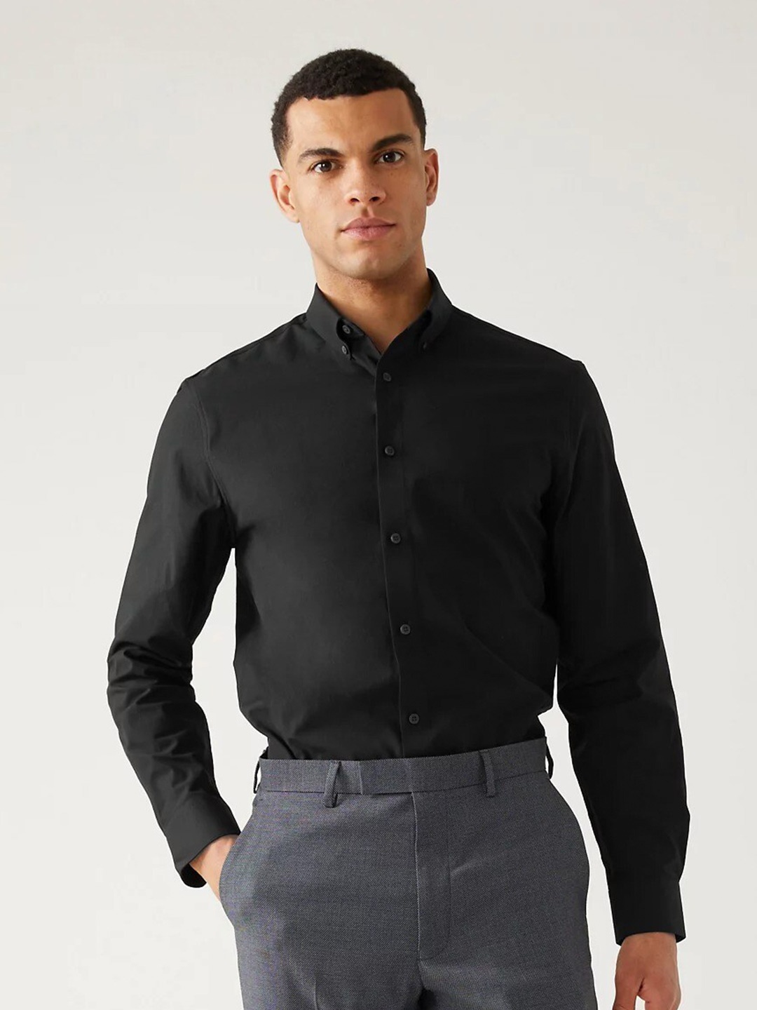 

Marks & Spencer Slim Fit Spread Collar Casual Shirt, Black