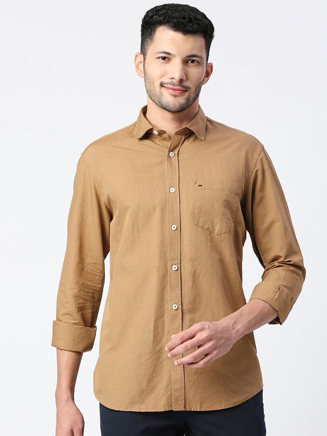 

Basics Long Sleeves Standard Slim Fit Casual Shirt, Khaki