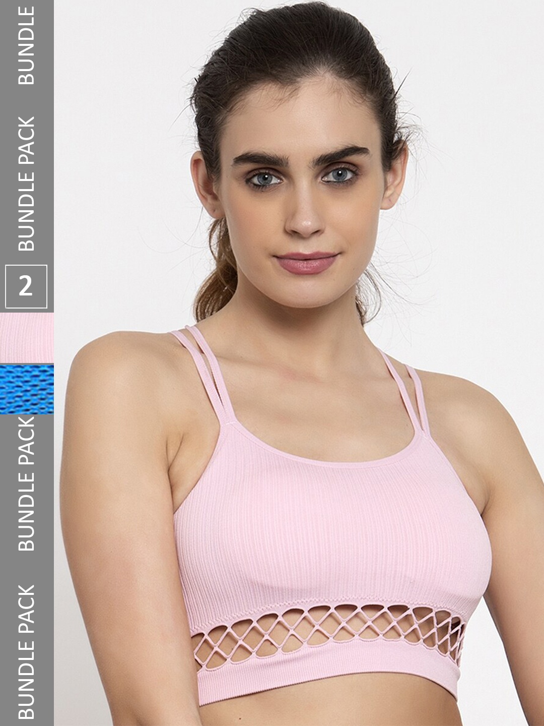 

MAKCLAN Medium Coverage Underwired Lightly Padded Sports Bra, Blue