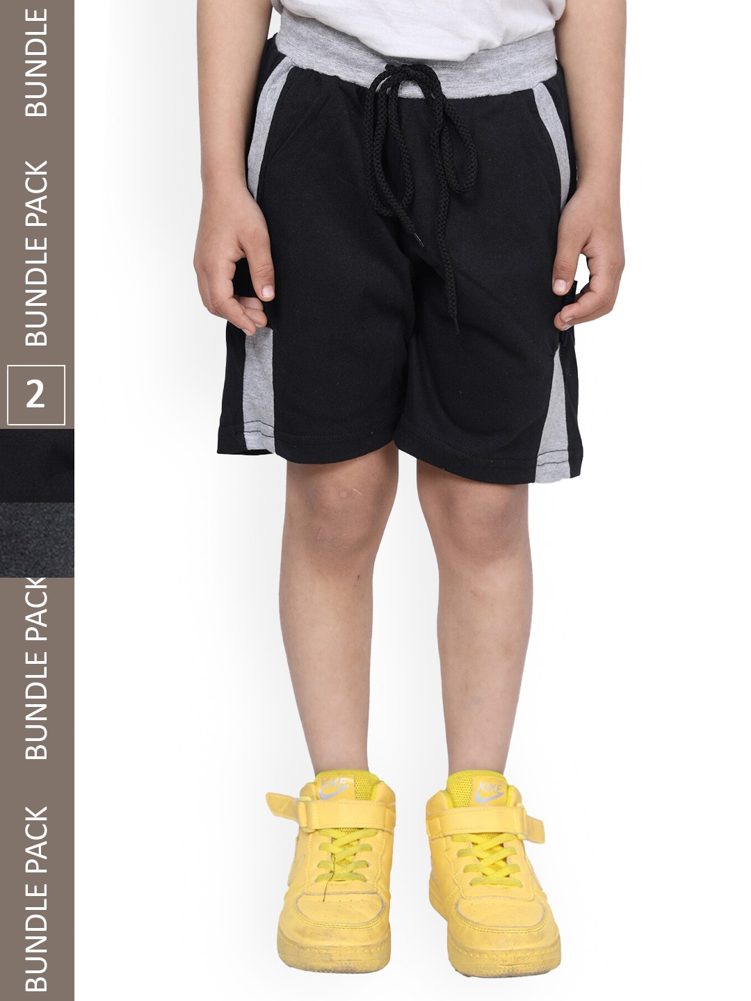 

IndiWeaves Boys Pack Of 2 High-Rise Cotton Shorts, Black