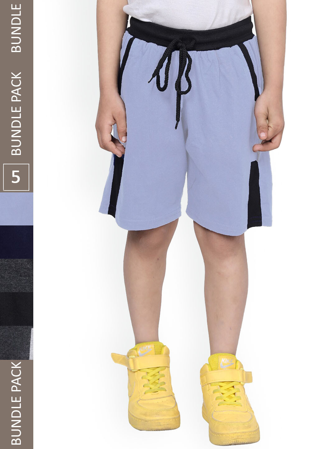 

IndiWeaves Boys Pack Of 5 High-Rise Cotton Regular Shorts, Blue