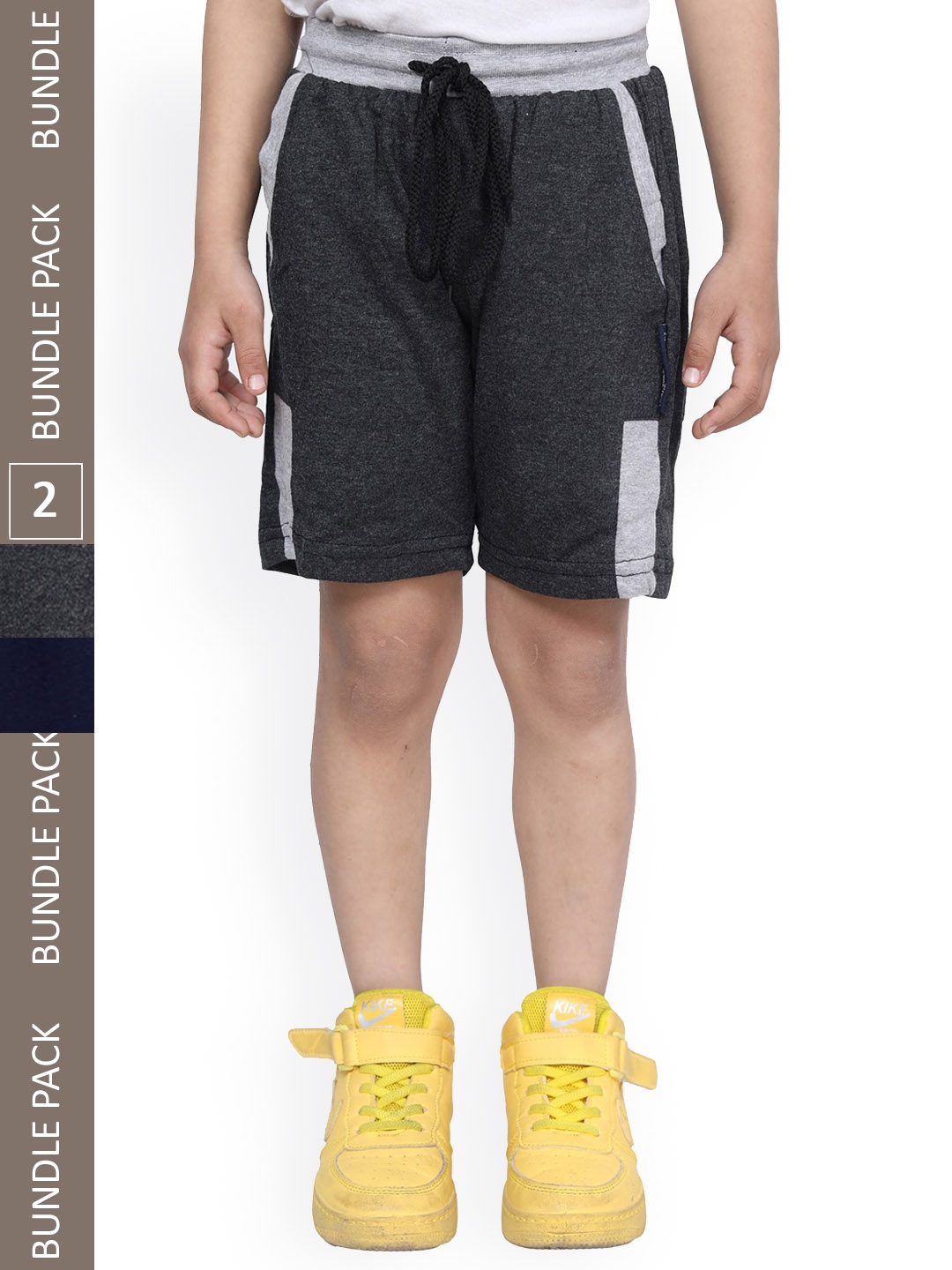 

IndiWeaves Boys Pack Of 2 High-Rise Cotton Shorts, Charcoal