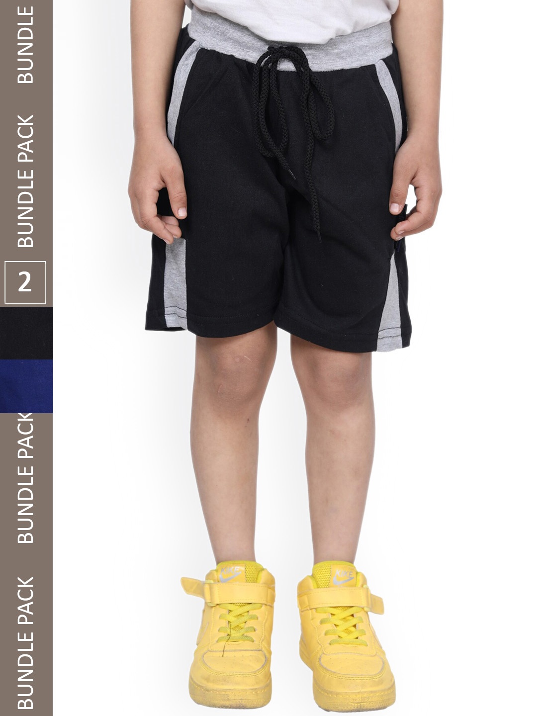 

IndiWeaves Boys Pack Of 2 High-Rise Cotton Shorts, Black