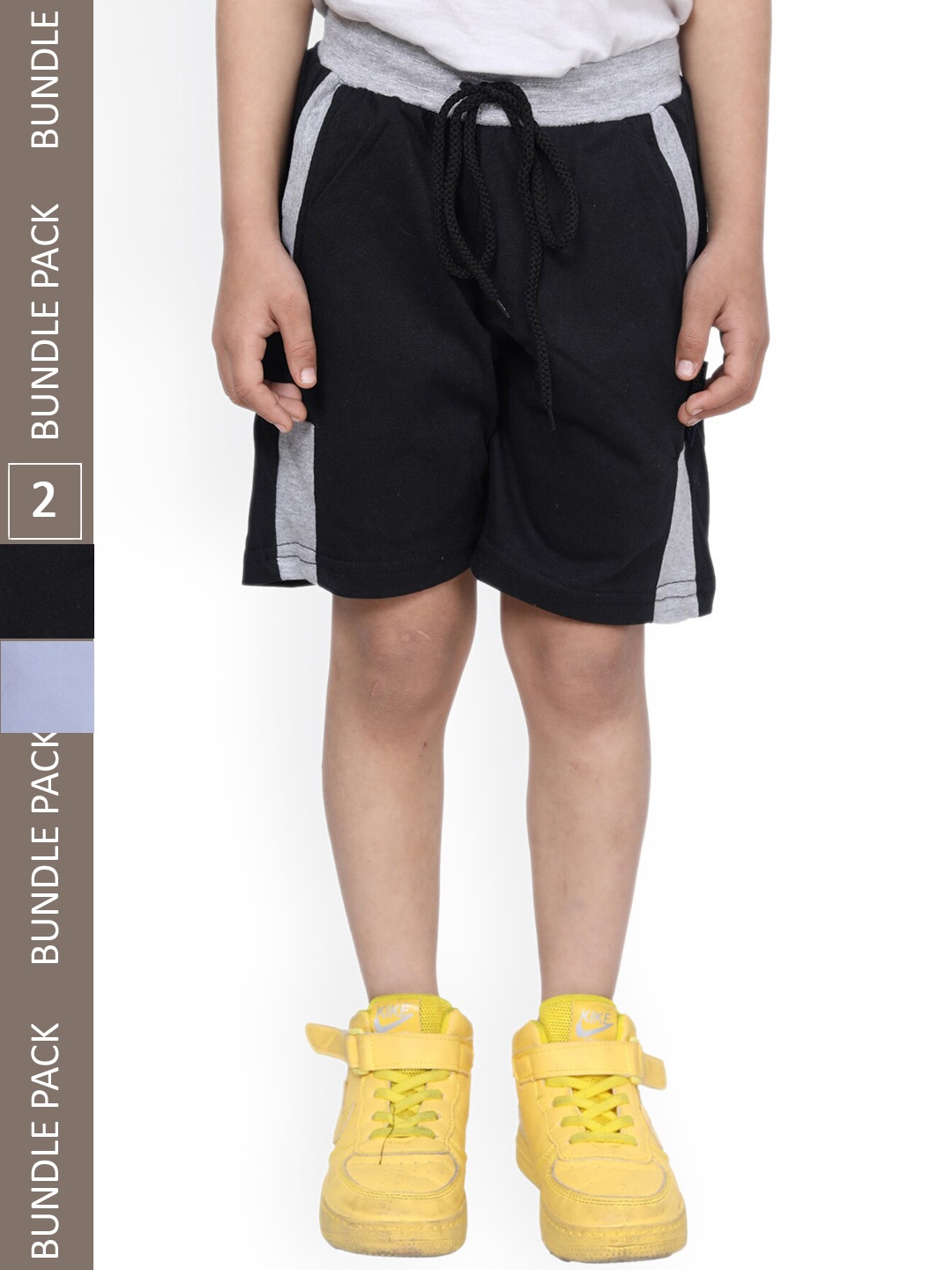 

IndiWeaves Boys Pack Of 2 High-Rise Cotton Shorts, Black