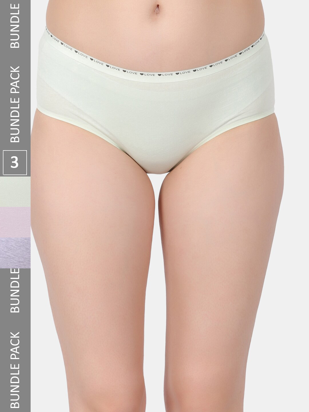 

Amour Secret Pack Of 3 Mid Rise Hipster Briefs, Green