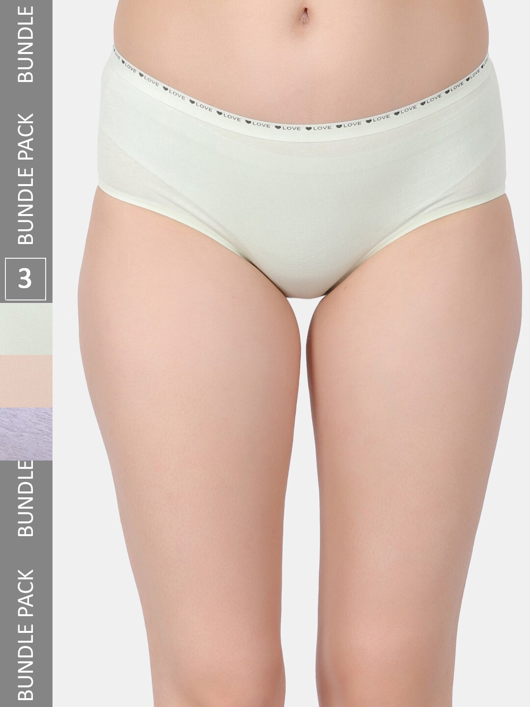 

Amour Secret Pack Of 3 Mid Rise Hipster Briefs, Green