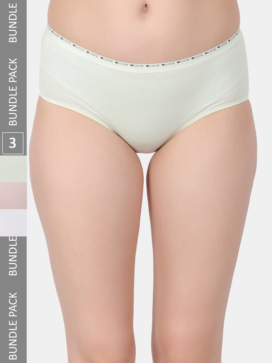 Amour Secret Pack Of 3 Mid Rise Hipster Briefs, Green