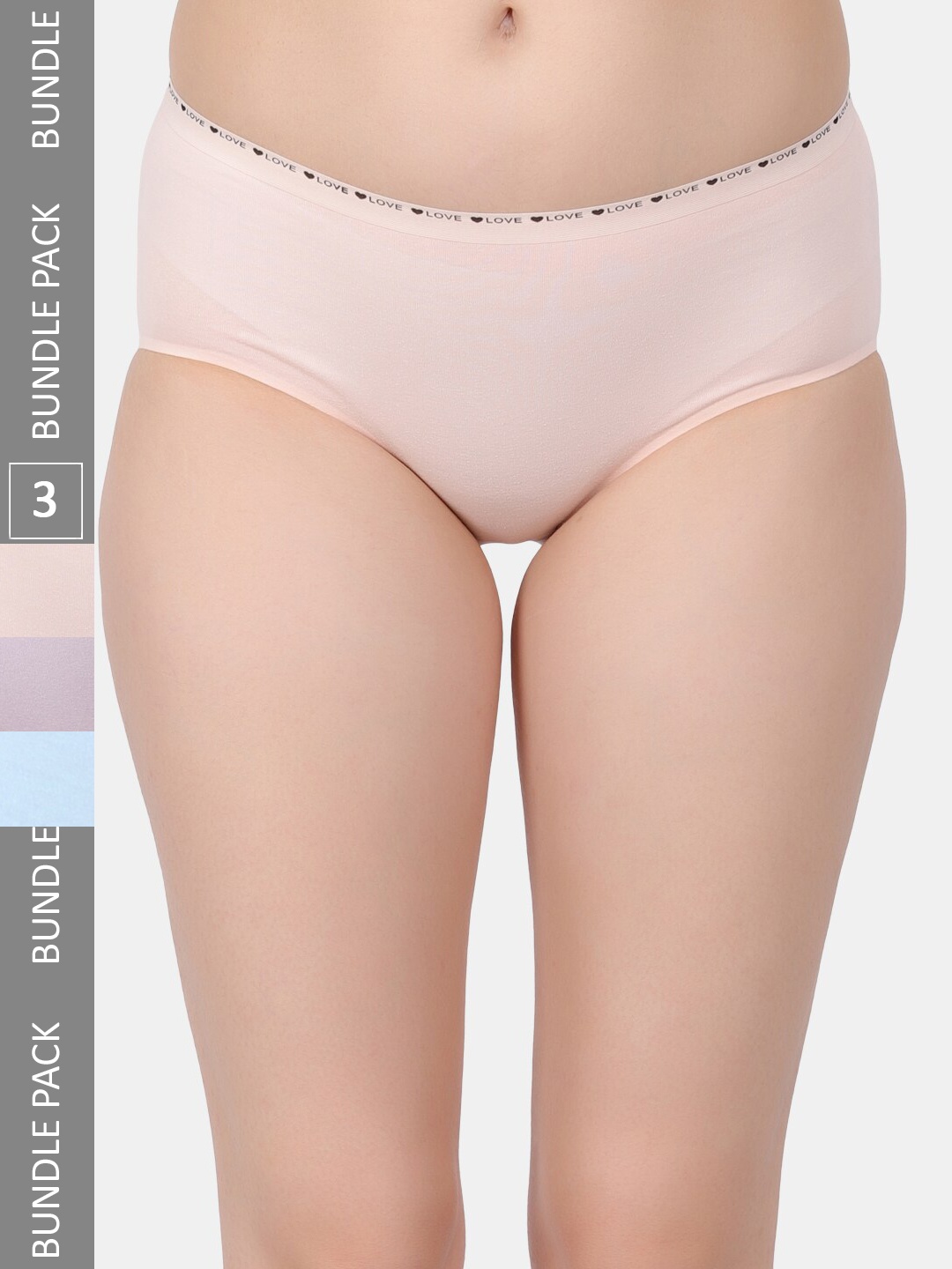 

Amour Secret Pack Of 3 Mid Rise Hipster Briefs, Peach