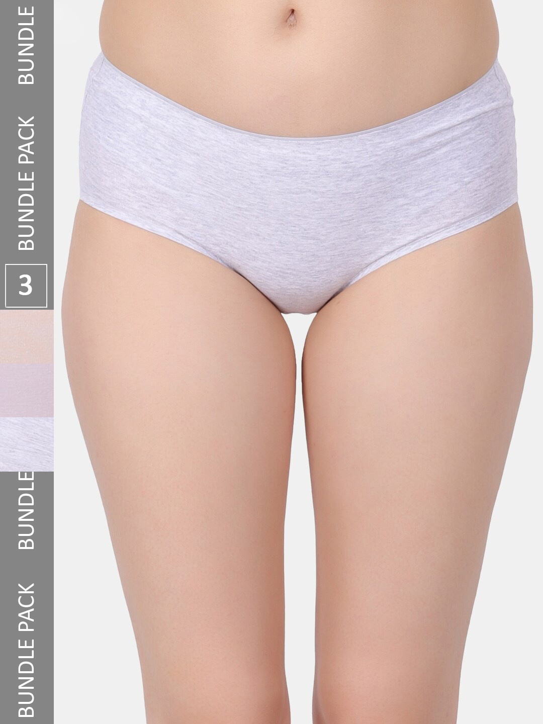 

Amour Secret Pack Of 3 Mid Rise Hipster Briefs, Grey